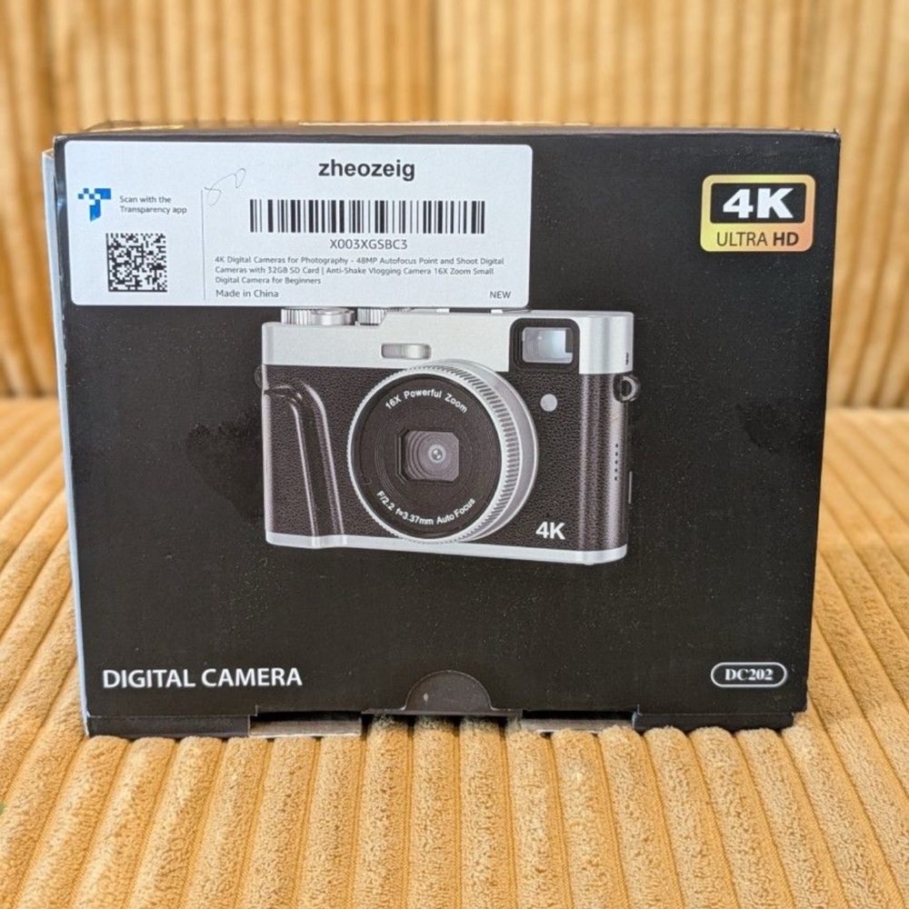 4K Digital Camera DC202 Viewfinder & Flash, Autofocus 48MP